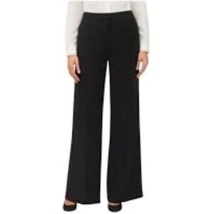 LAFAYETTE 148 sz 16 Dalton Black Wide Leg Wool Crepe Trousers Pants Orig $898